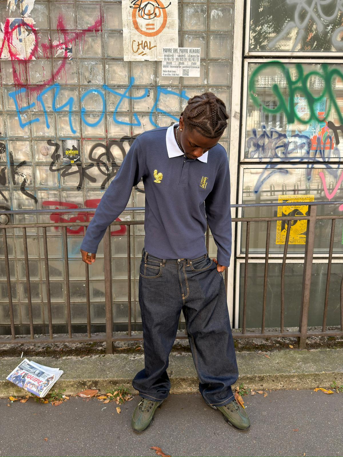 FRANCE WAFFLE POLO - NAVY EDITION